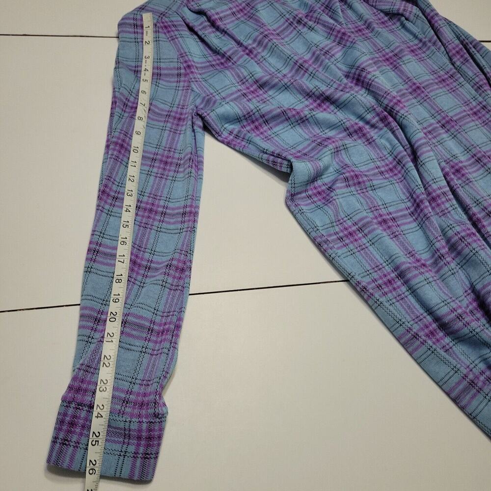 Vtg Handmade Midi Dress Womens Extra Large Blue Purple Plaid Long Sleeve Buttons - Picture 12 of 14